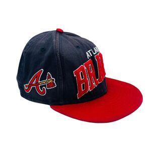 New Era Vintage Red/Blue Atlanta Braves Arch Fleece Letters Snapback Hat Cap